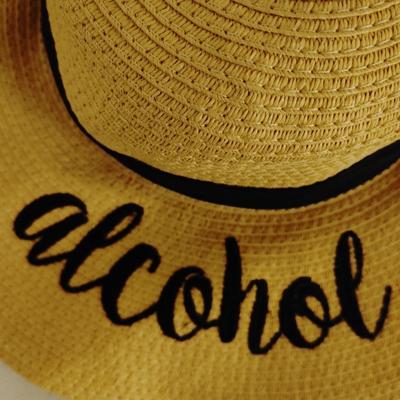 Alcohol You Later Wide Brim Beach Straw Sun Hat - Picture 6 of 6